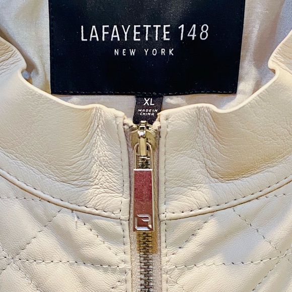 Lafayette 148 New York Cream Quilted Bomber Jacket Size XL ✨PRISTINE CONDITION✨ - Picture 2 of 8
